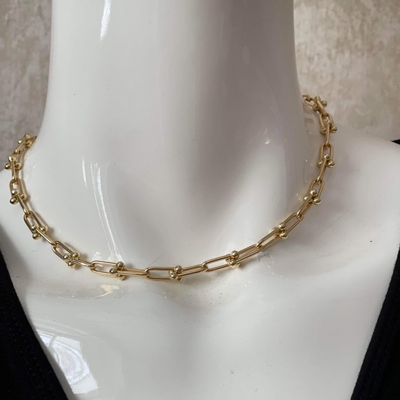 18K Solid gold (not filled) hardware necklace 16” 13.6 grams - Picture 2 of 4